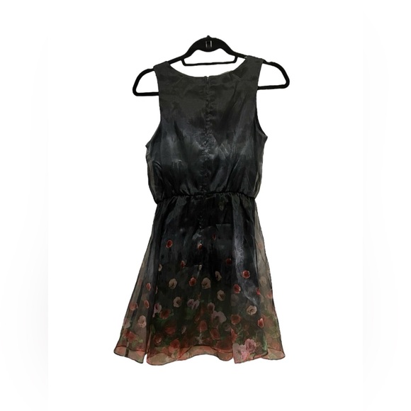 Three Hearts Shimner Ombre Grey Black Floral Dress - Picture 2 of 3